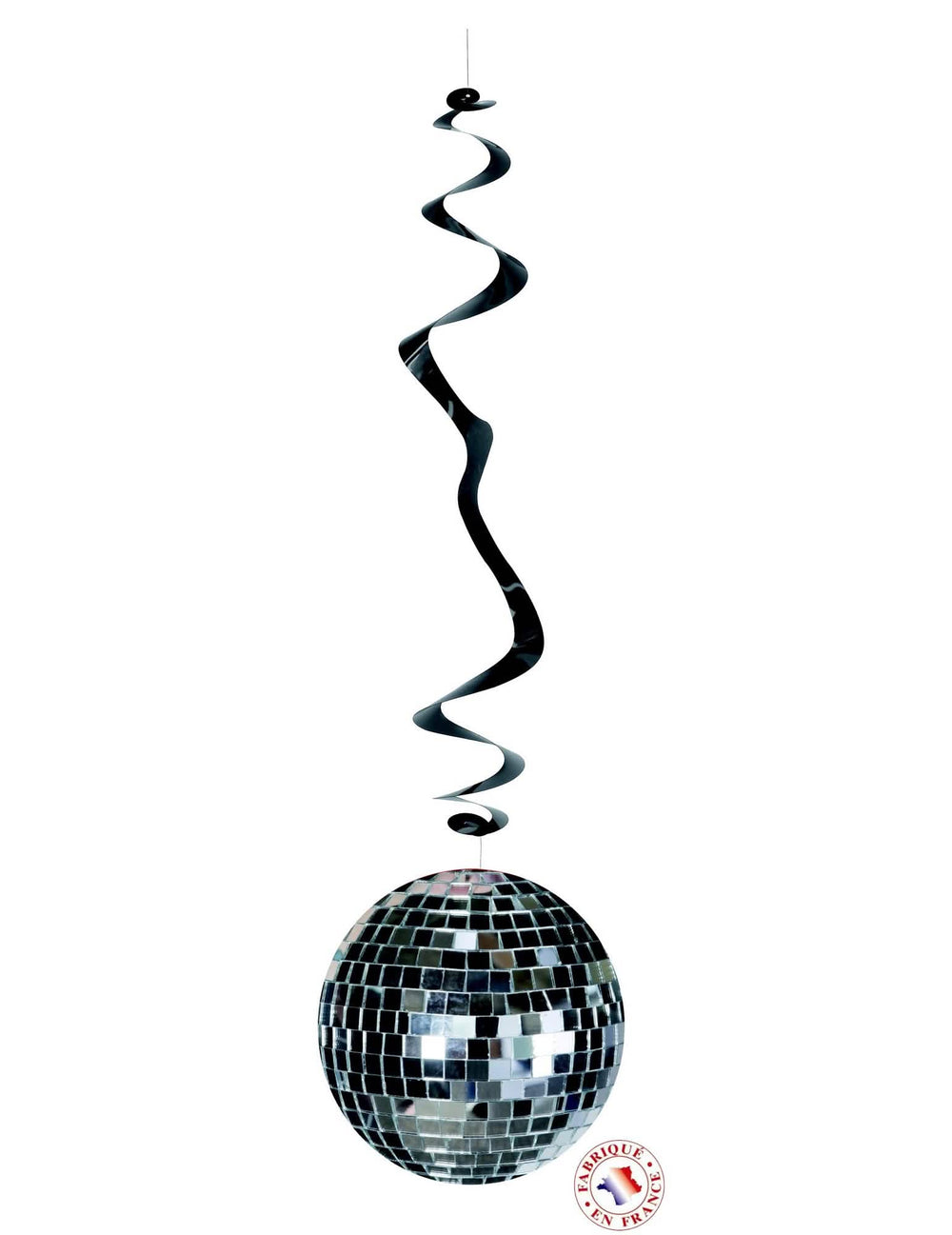 6 suspensii spirale disco pentru petrecere argintii și negre cu bilă cu oglinzi