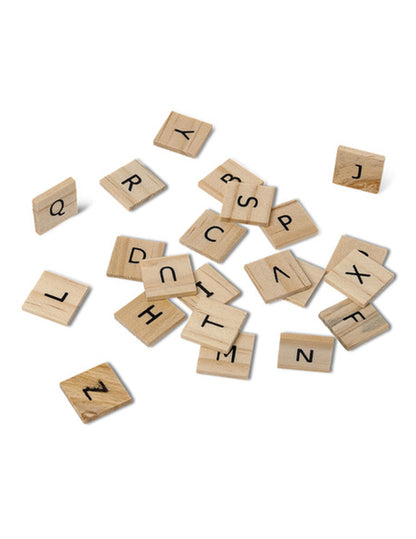 60 de litere ale alfabetului din lemn, stil Scrabble 2 cm pentru decorarea mesei