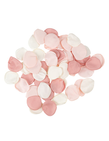 60 petale de satin ivory, roz și trandafir prăfuit, 3,5 cm, pentru decor