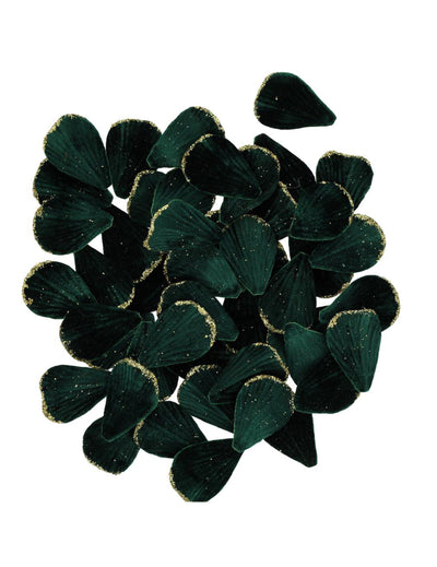 60 petale catifea verde închis și aurie 3 x 5 cm
