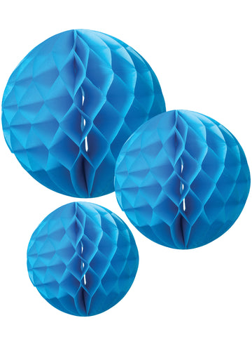3 bile din hârtie fagure turcoaz 15, 20 și 25 cm de agățat 