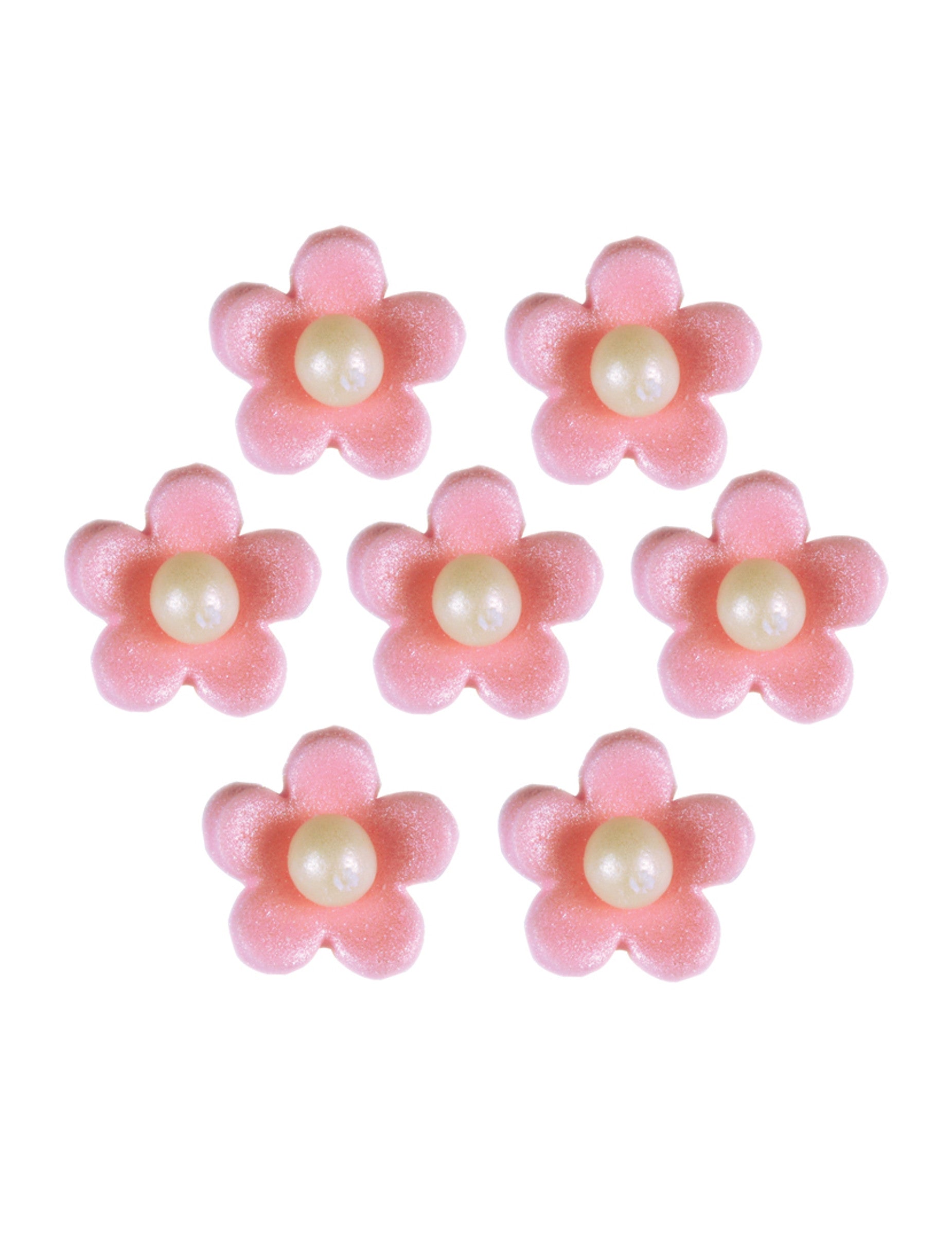 Fleurs en sucre pour gâteau roses comestibles avec perle nacrée