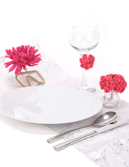 48 mini trandafiri din satin fucsia 1 x 8 cm pe tulpină pentru nuntă 