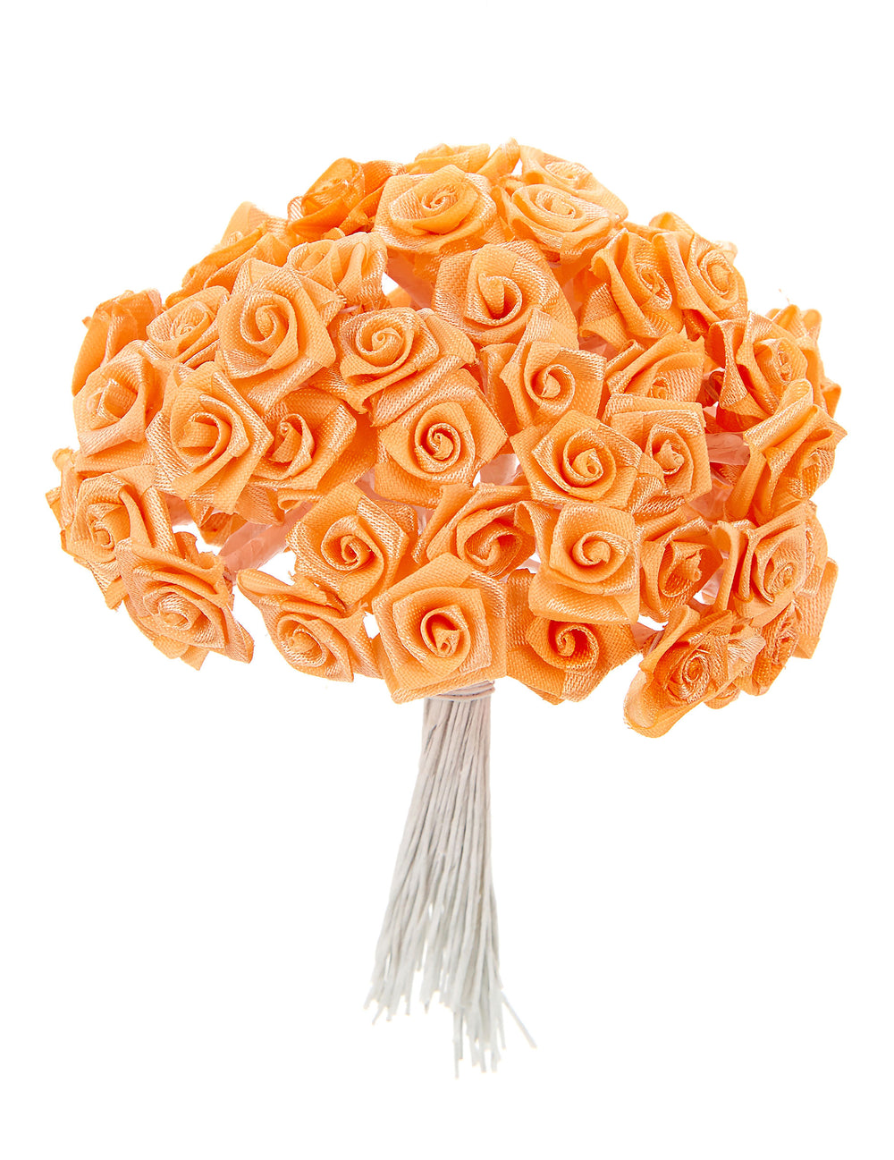Mini roses en satin sur tiges pour décoration couleur pêche