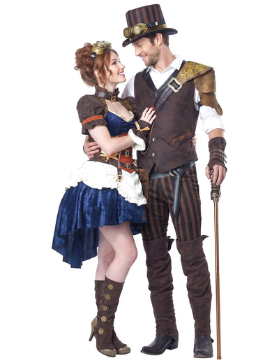 Costum de cuplu Steampunk retro-futurist pentru adulți