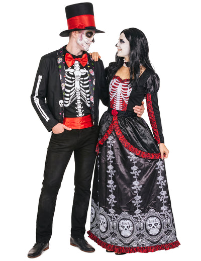 Costum de cuplu mexican Dia de los Muertos pentru adulți