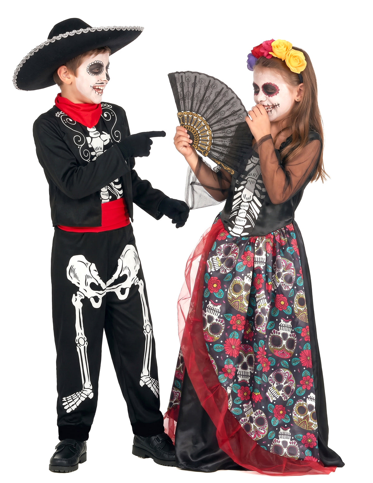 Costum de cuplu Dia de los Muertos mexican pentru copii