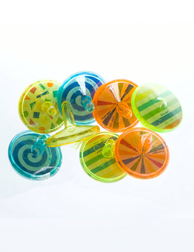 8 accesorii piñata din plastic, tip titirez, cu modele spiralate