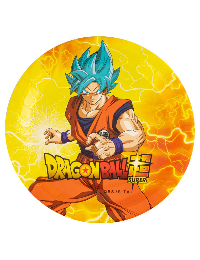 Assiette en carton Dragon Ball Z orange avec Goku Super Saiyan Blue