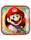 Assiettes en carton Super Mario pour fête rouges et bleues avec motif étoiles