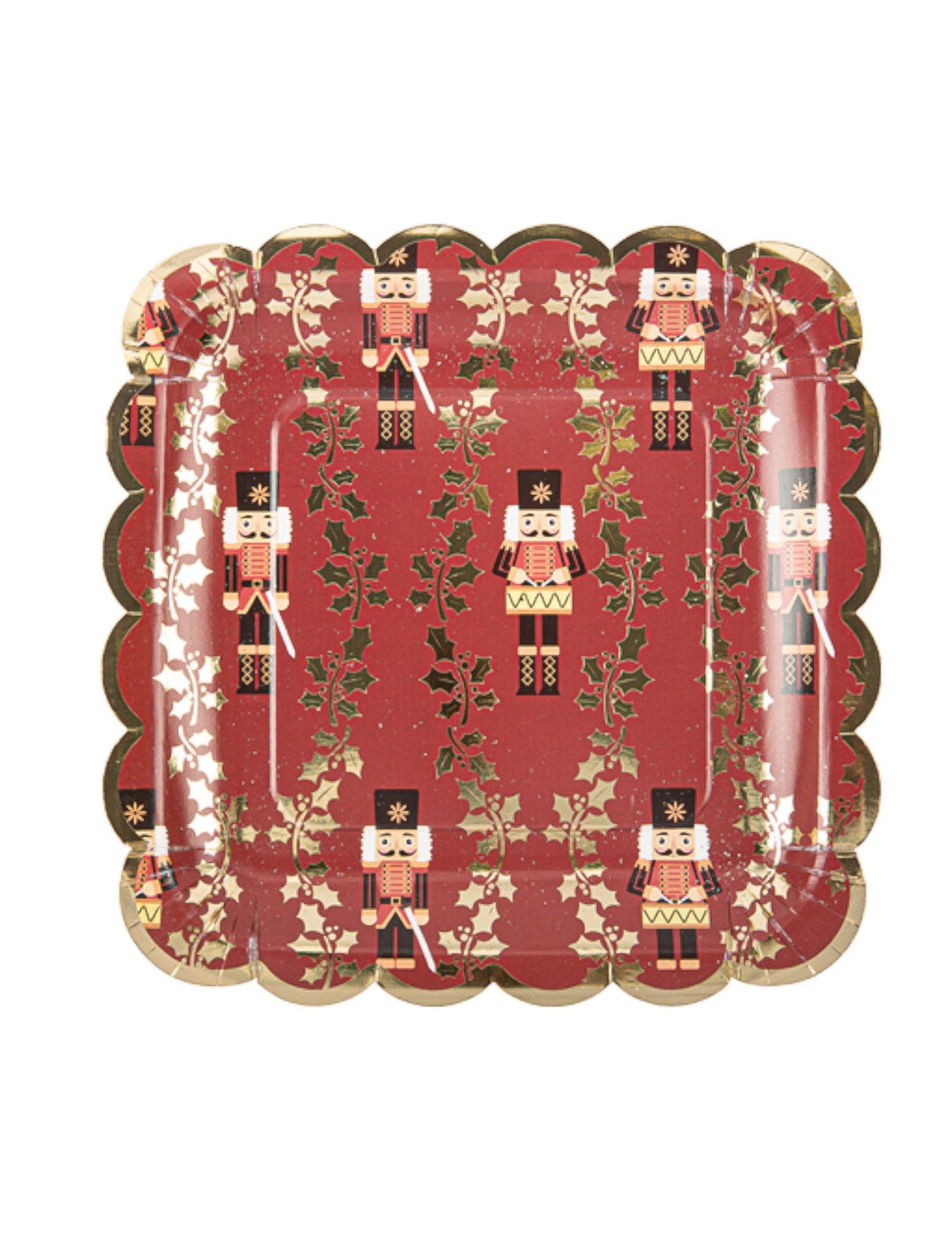 8 farfurii festive pentru spargătorul de nuci 23 cm pătrate roșii