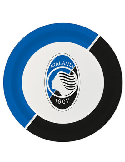 8 farfurii de hârtie Atalanta™ albastre și albe, 23 cm pentru ziua de naștere