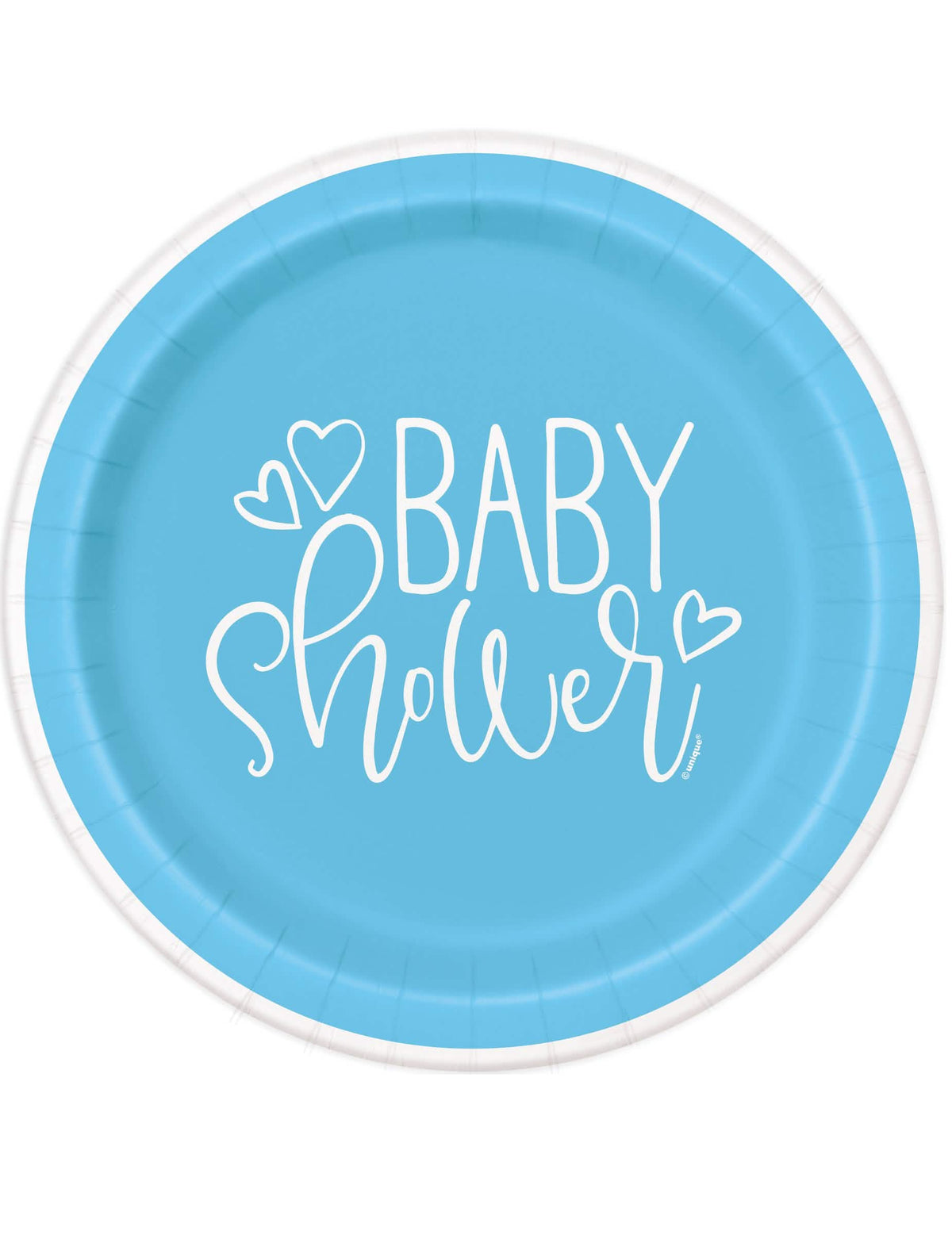 farfurii din carton Baby Shower pentru masă albastre și albe