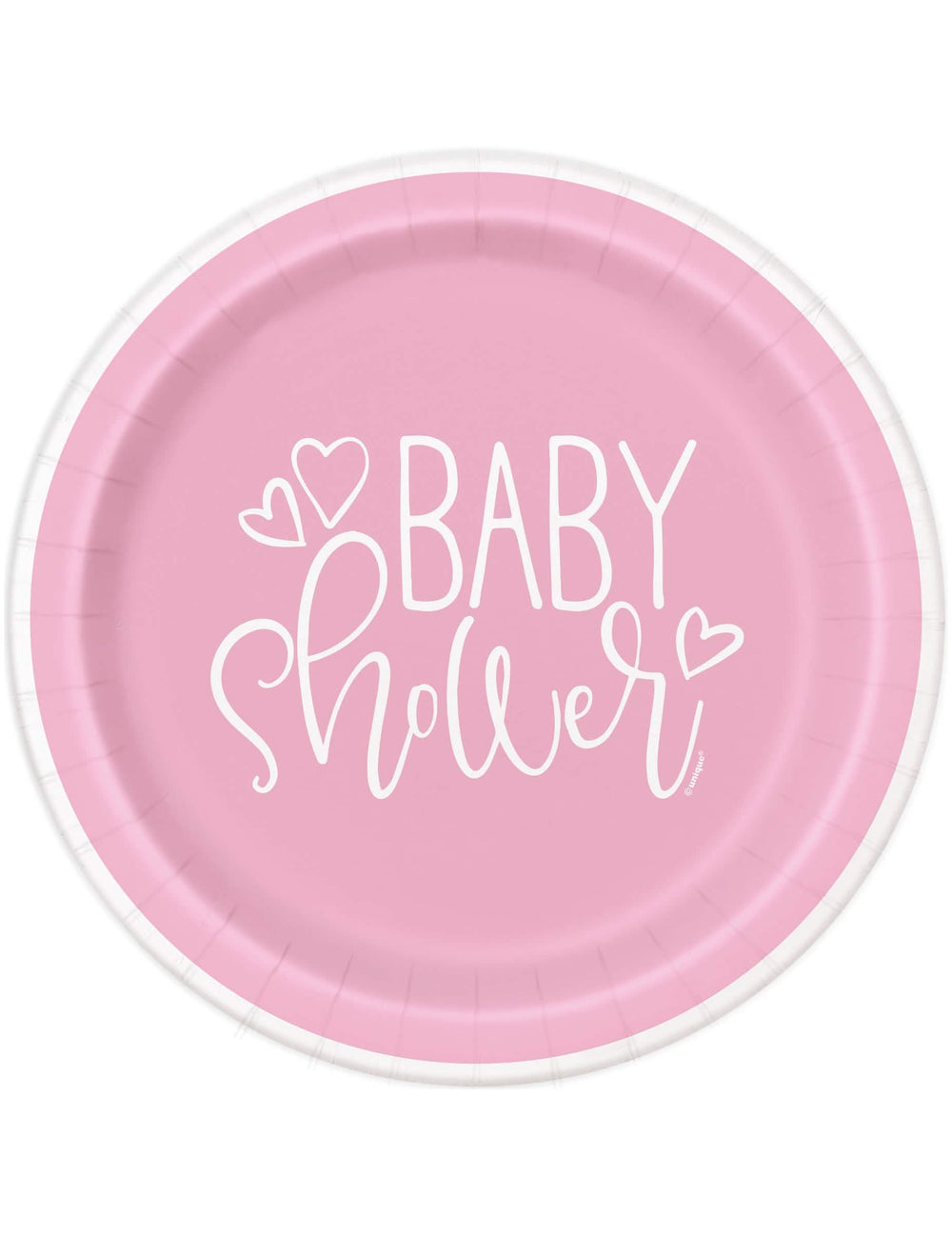 farfurii din carton baby shower pentru fată roz și albe cu inimi