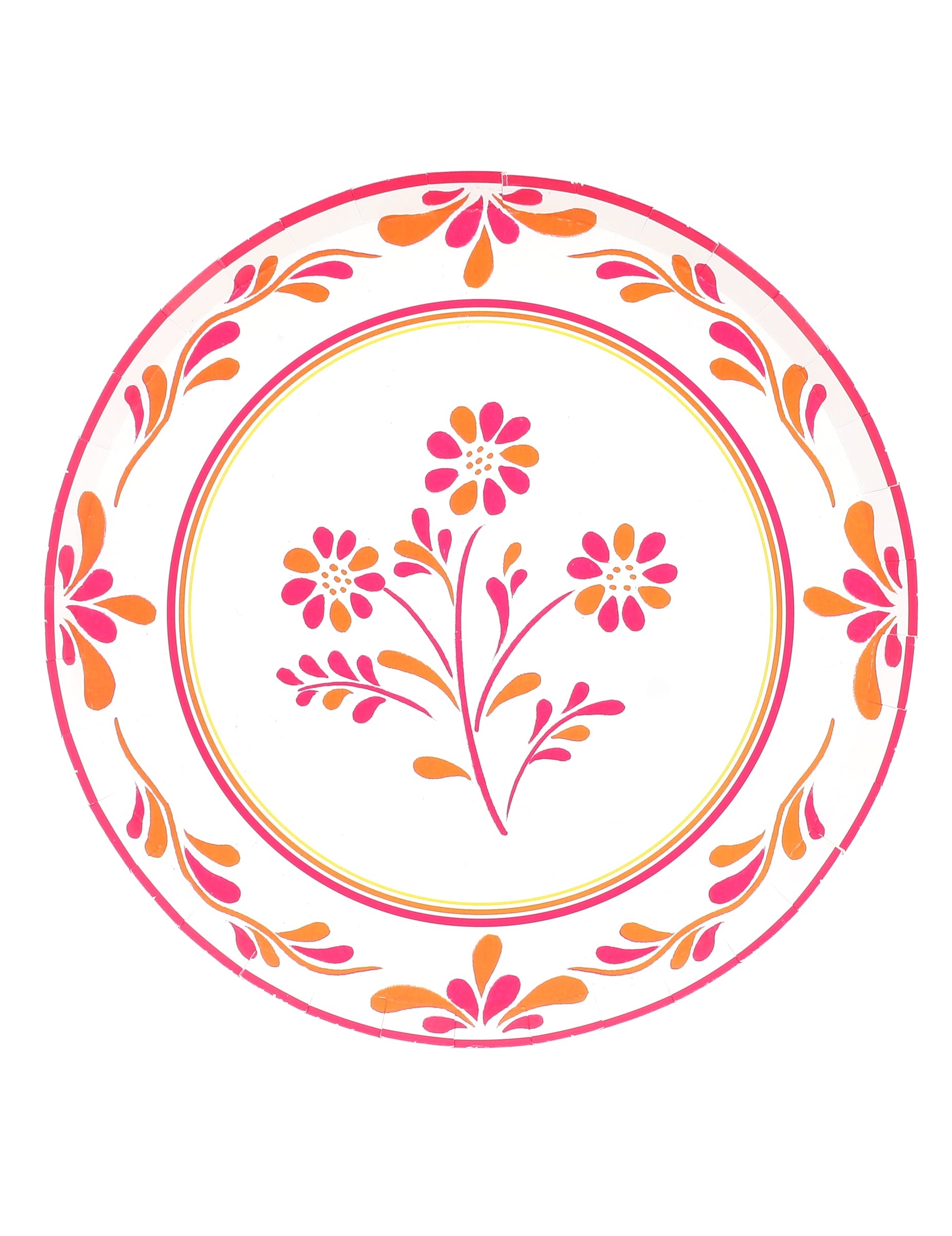 Assiettes en carton Pink Limonade rose et orange à motifs fleurs