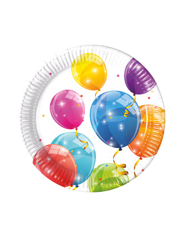 8 farfurii de hârtie, baloane colorate, 23 cm pentru ziua de naștere