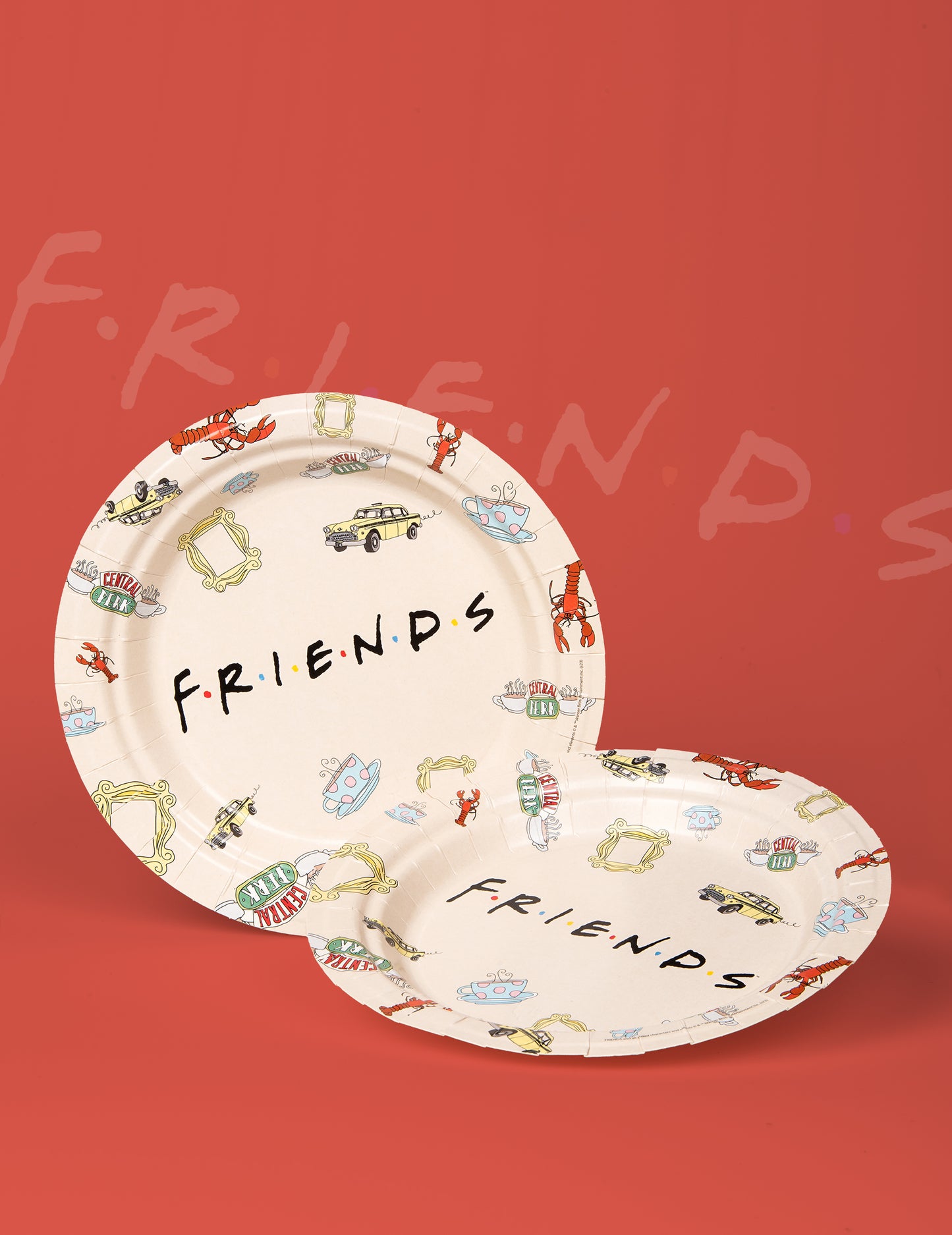Vue d'ensemble des assiettes en carton Friends