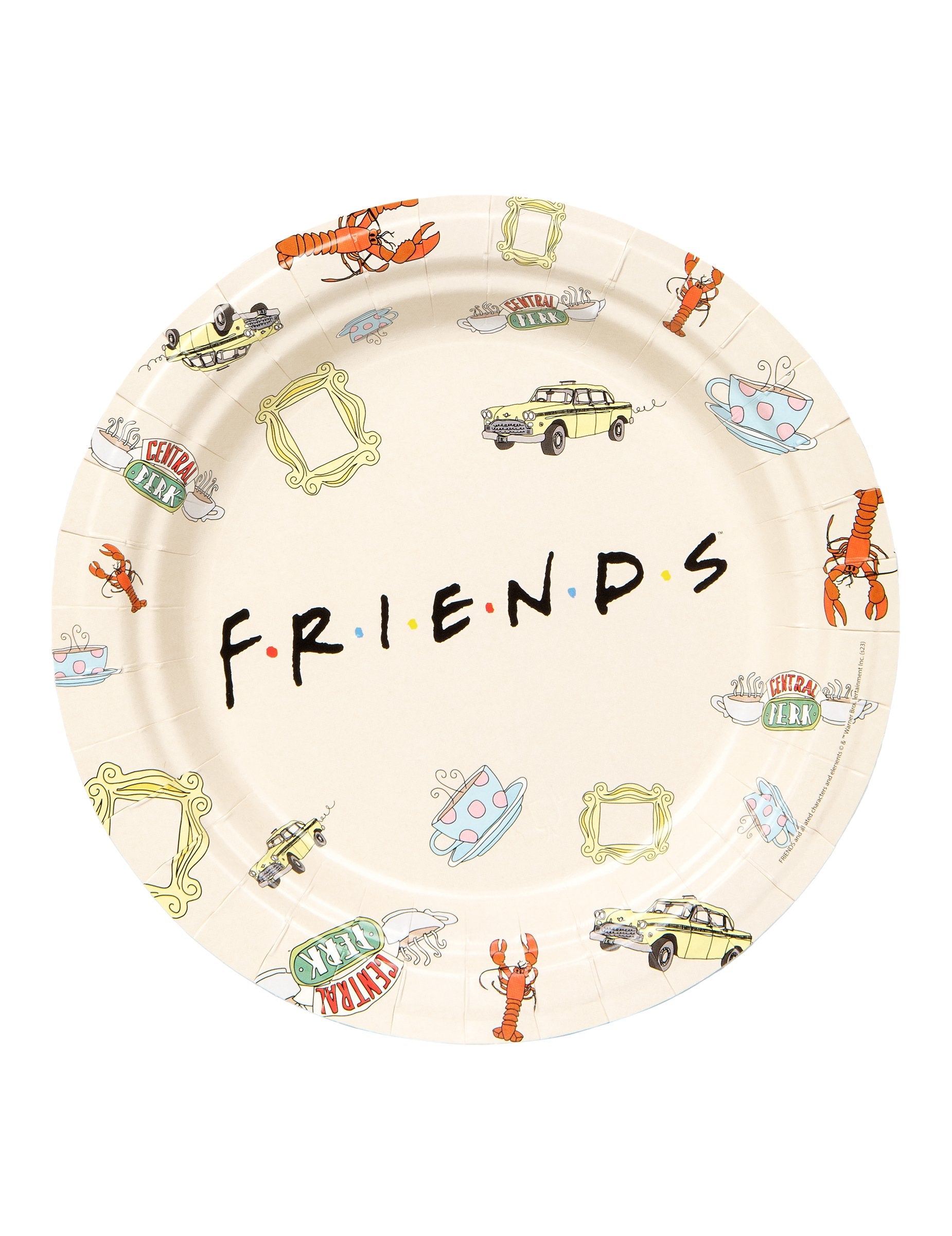 Assiettes en carton Friends pour fête beige avec motifs iconiques de la série