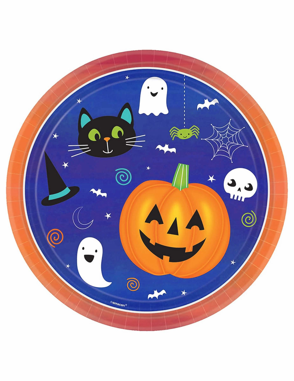 farfurii din carton halloween Friends albastre cu motive dovleac și fantome