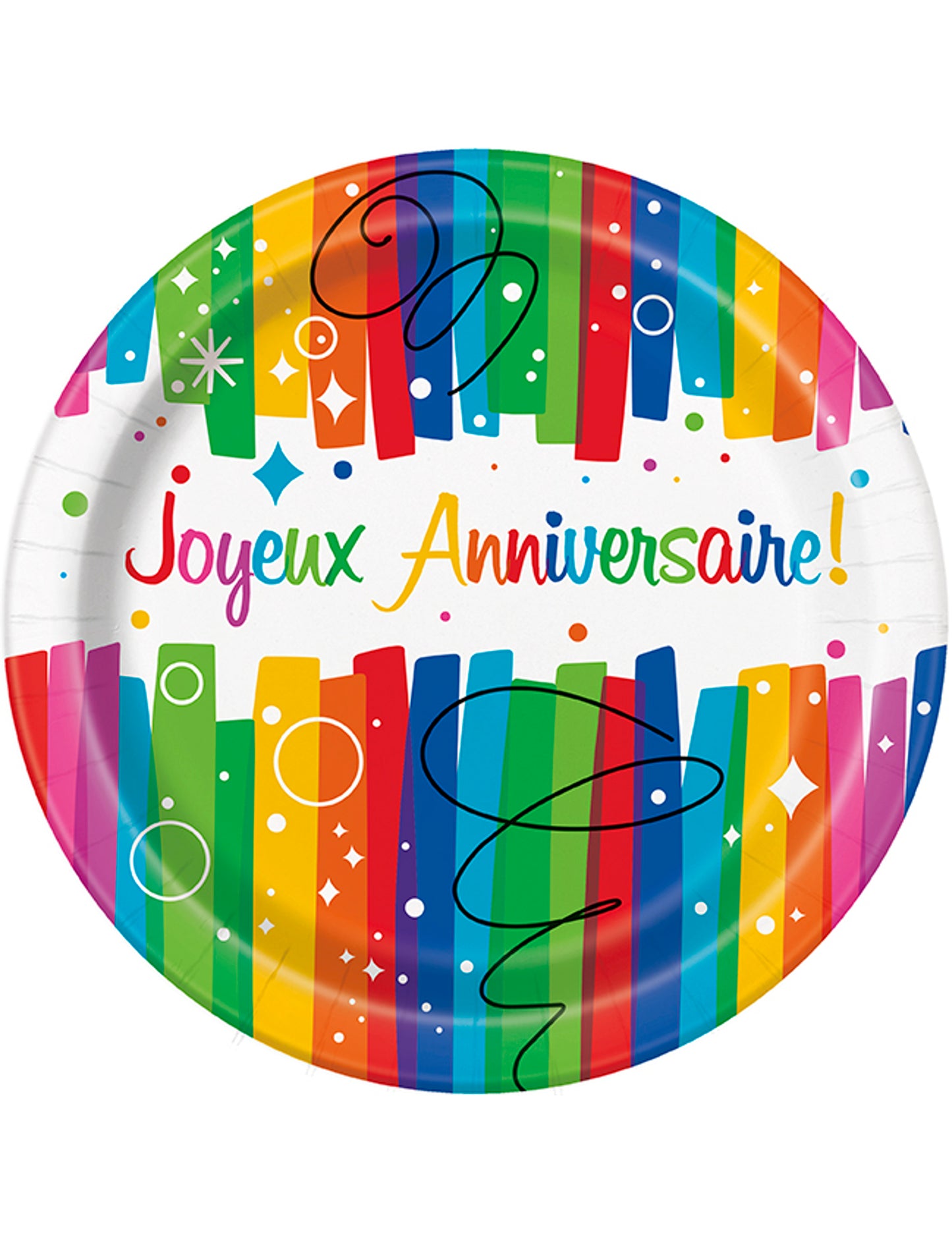 8 farfurii de hârtie multicolore cu mesajul „La mulți ani” 23 cm pentru masa festivă