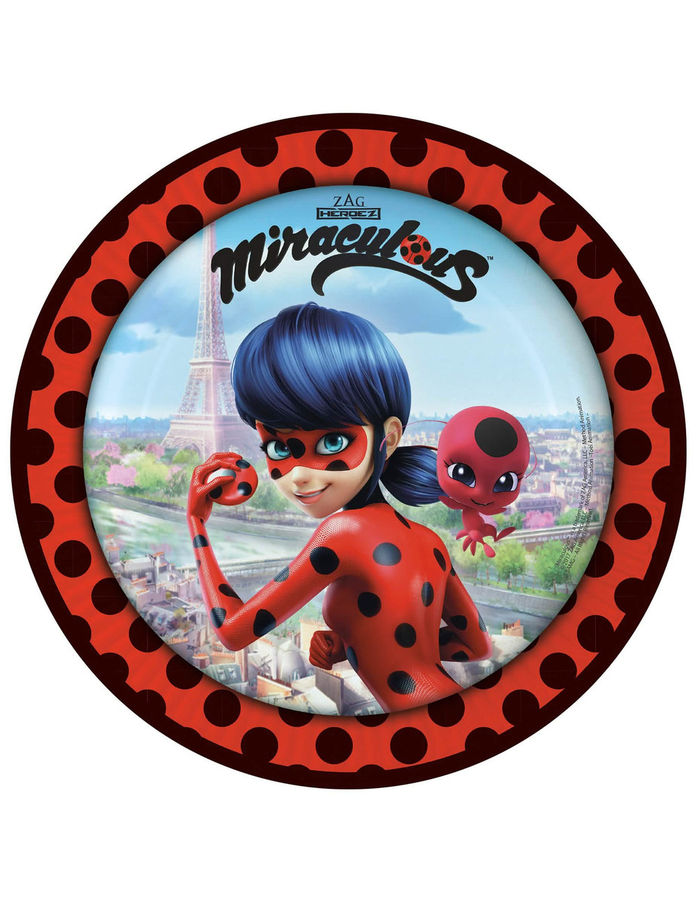 farfurii de carton Ladybug la Paris pentru copil roșii cu buline negre