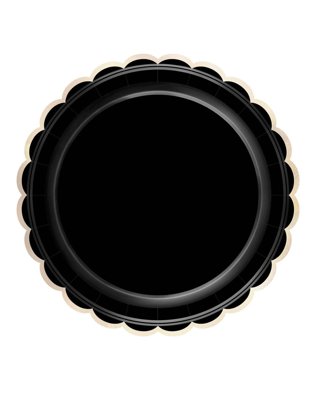 farfurii festonate din carton chic pentru petrecere, negre și aurii