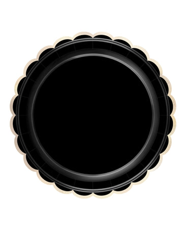 8 assiettes festonnées en carton noires et dorées 23 cm chic