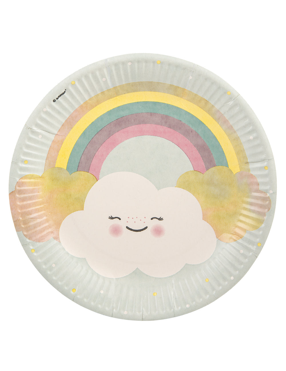 Assiettes en carton petit nuage arc-en-ciel pour fête aux couleurs pastel