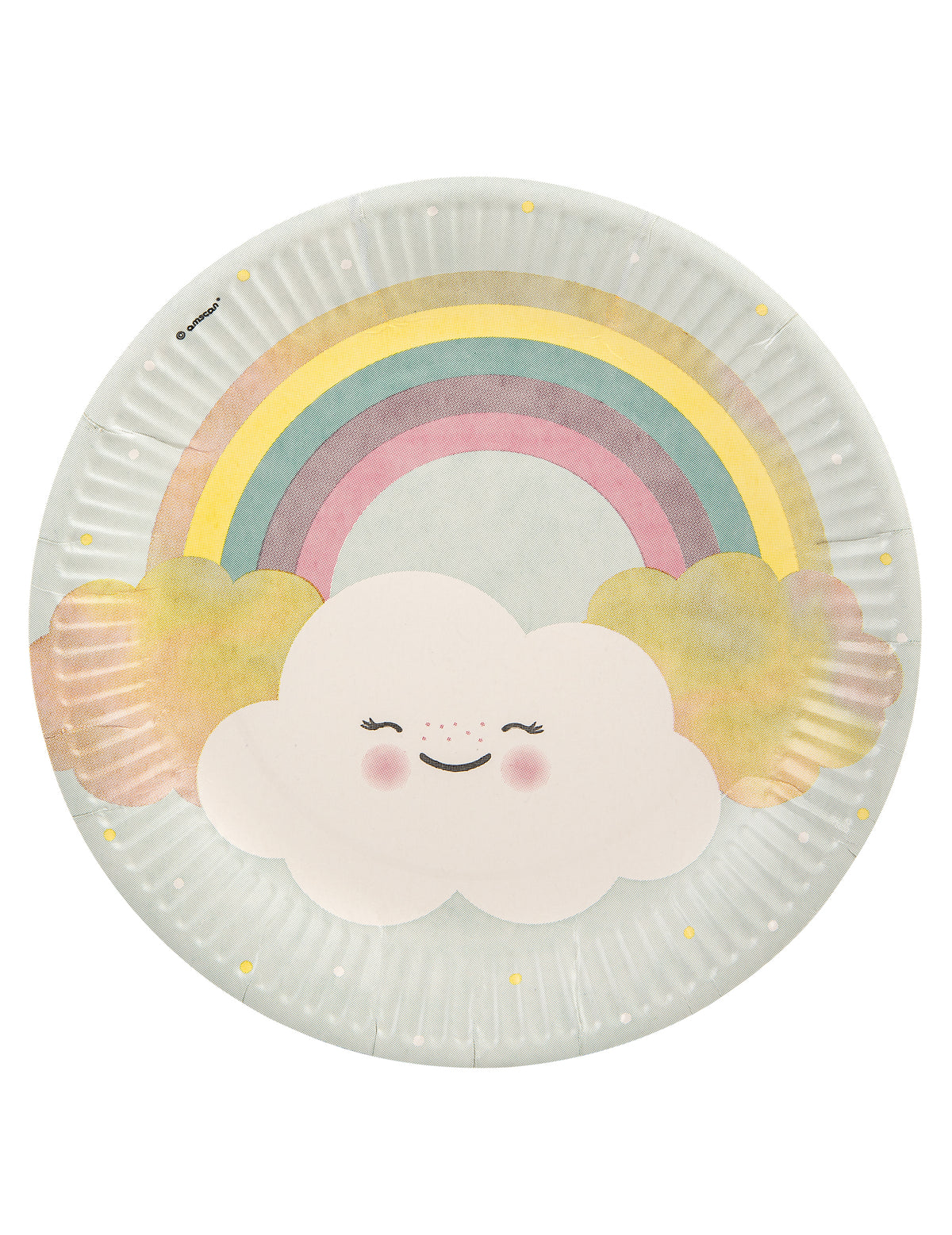 Assiettes en carton petit nuage arc-en-ciel pour fête aux couleurs pastel