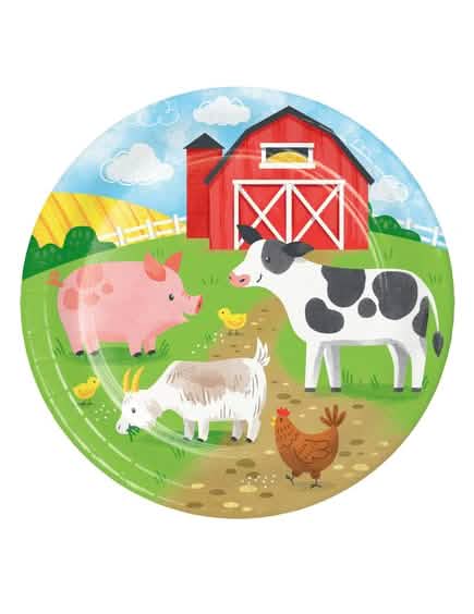 farfurii din carton ferma mică pentru copil cu animale multicolore