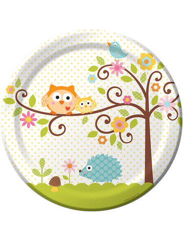 8 farfurii din carton cu bufnițe mici 22 cm pentru aniversare 