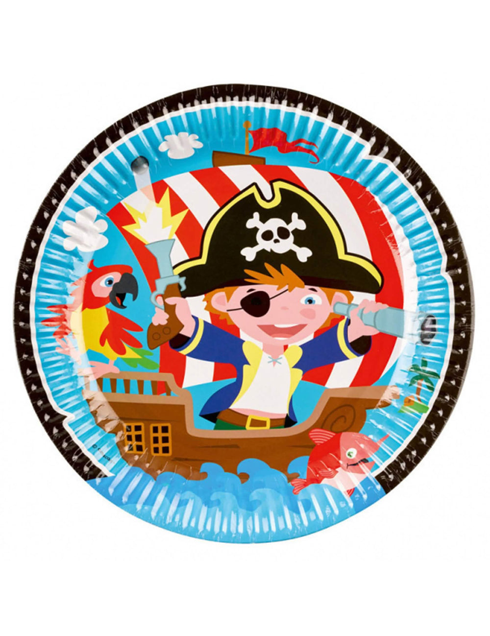 farfurii de carton pirate mic marinar pentru aniversare multicolore cu corabie și papagal