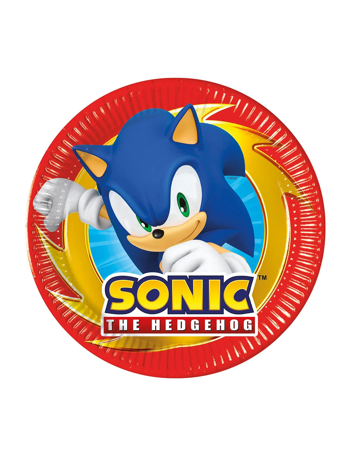 Assiettes en carton Sonic pour enfant rouges et bleues