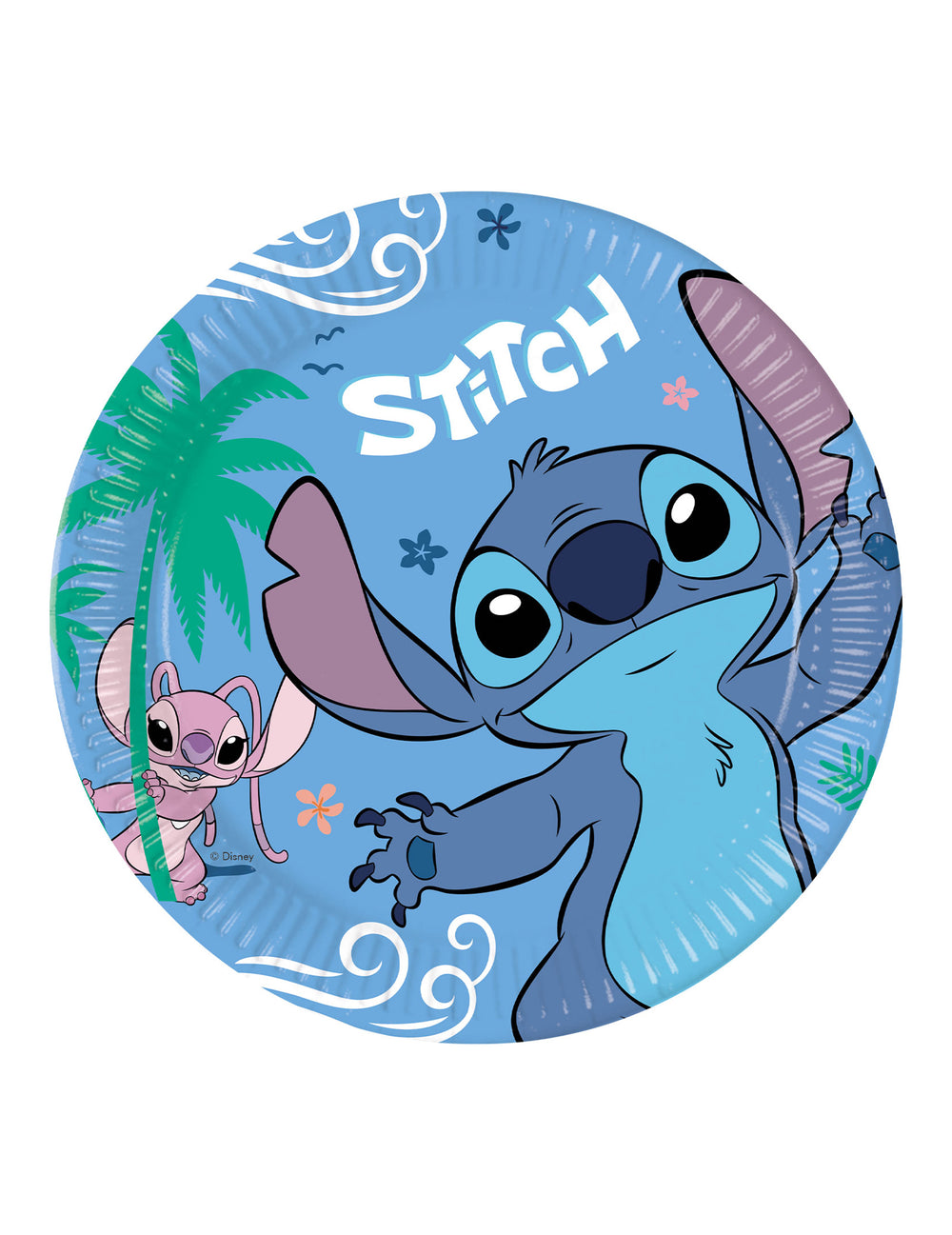 Assiettes en carton Stitch pour enfant bleues avec Angel