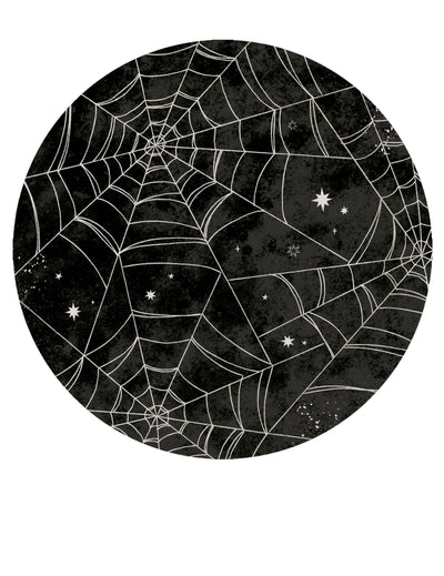 Assiettes en carton toile d'araignée pour Halloween noir et blanc avec étoiles