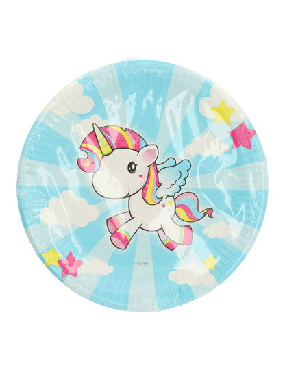 8 assiettes en carton licorne 23 cm pour anniversaire