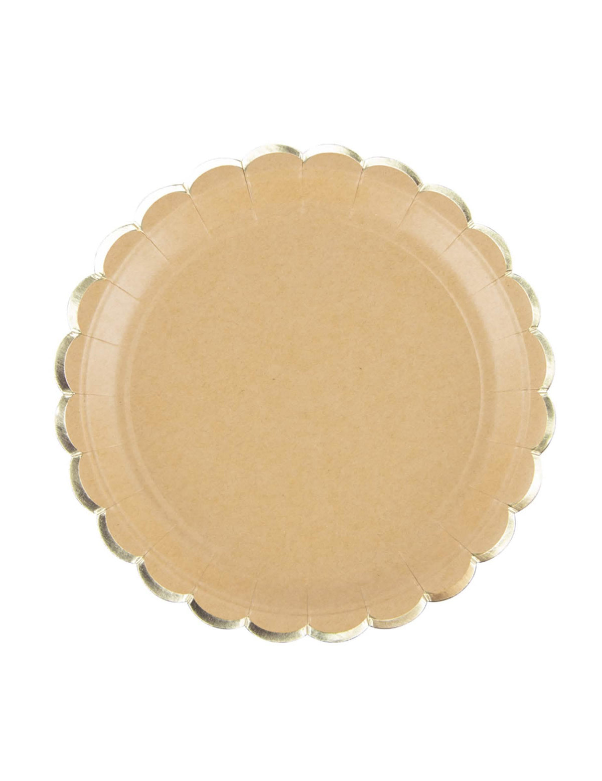 Assiettes en carton festonnées kraft et or