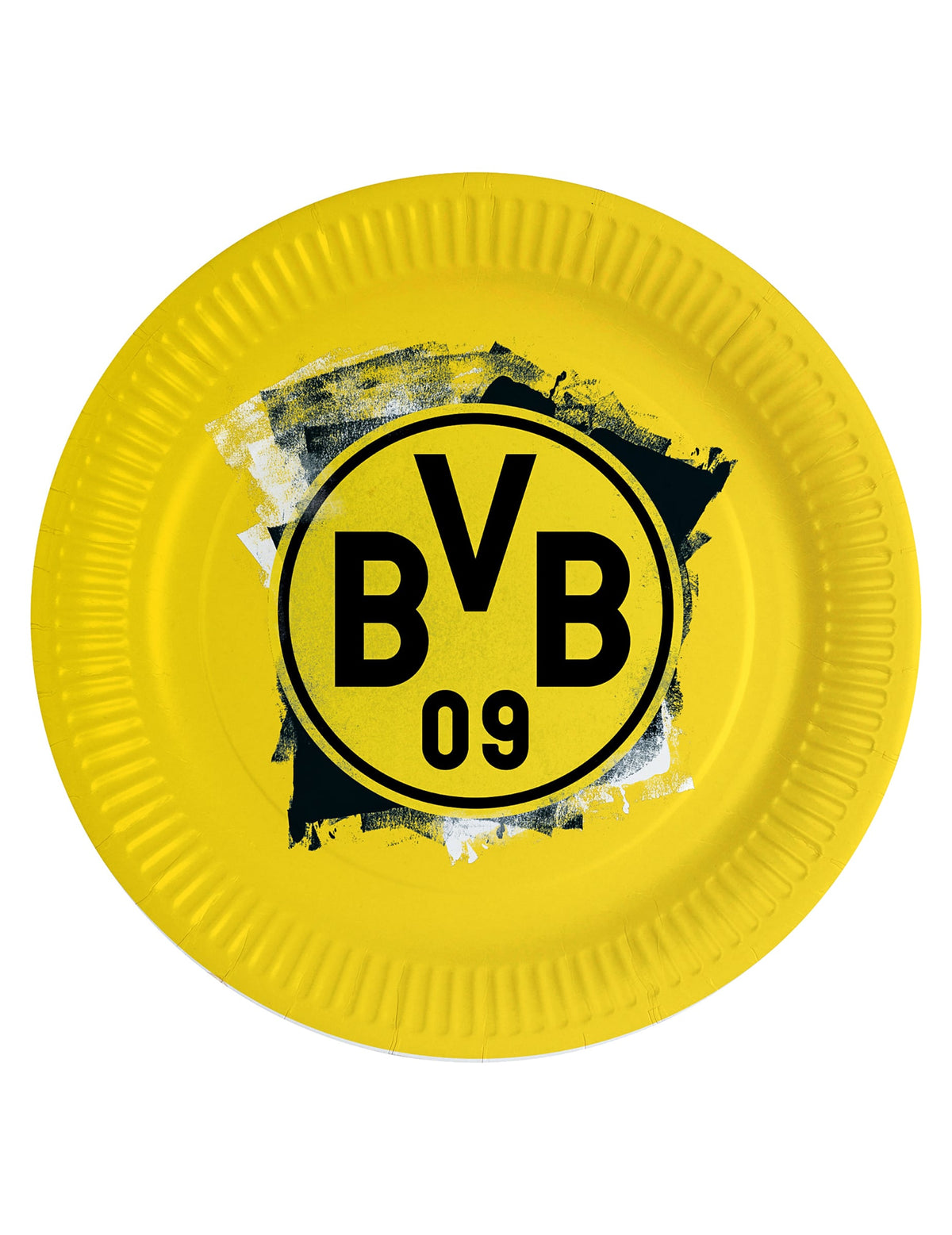 Assiettes rondes en carton Borussia Dortmund jaune et noir avec logo BVB 09