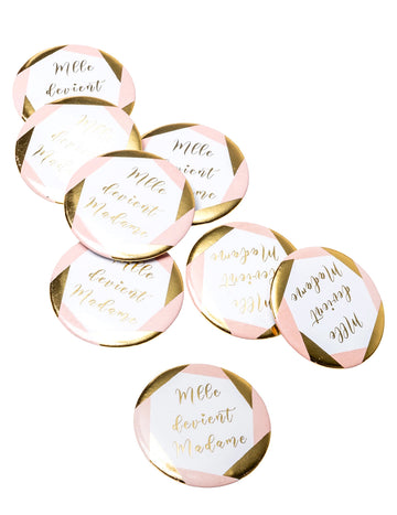 8 Insigne Miss devine Madame Pink and Gold Evjf 5 cm