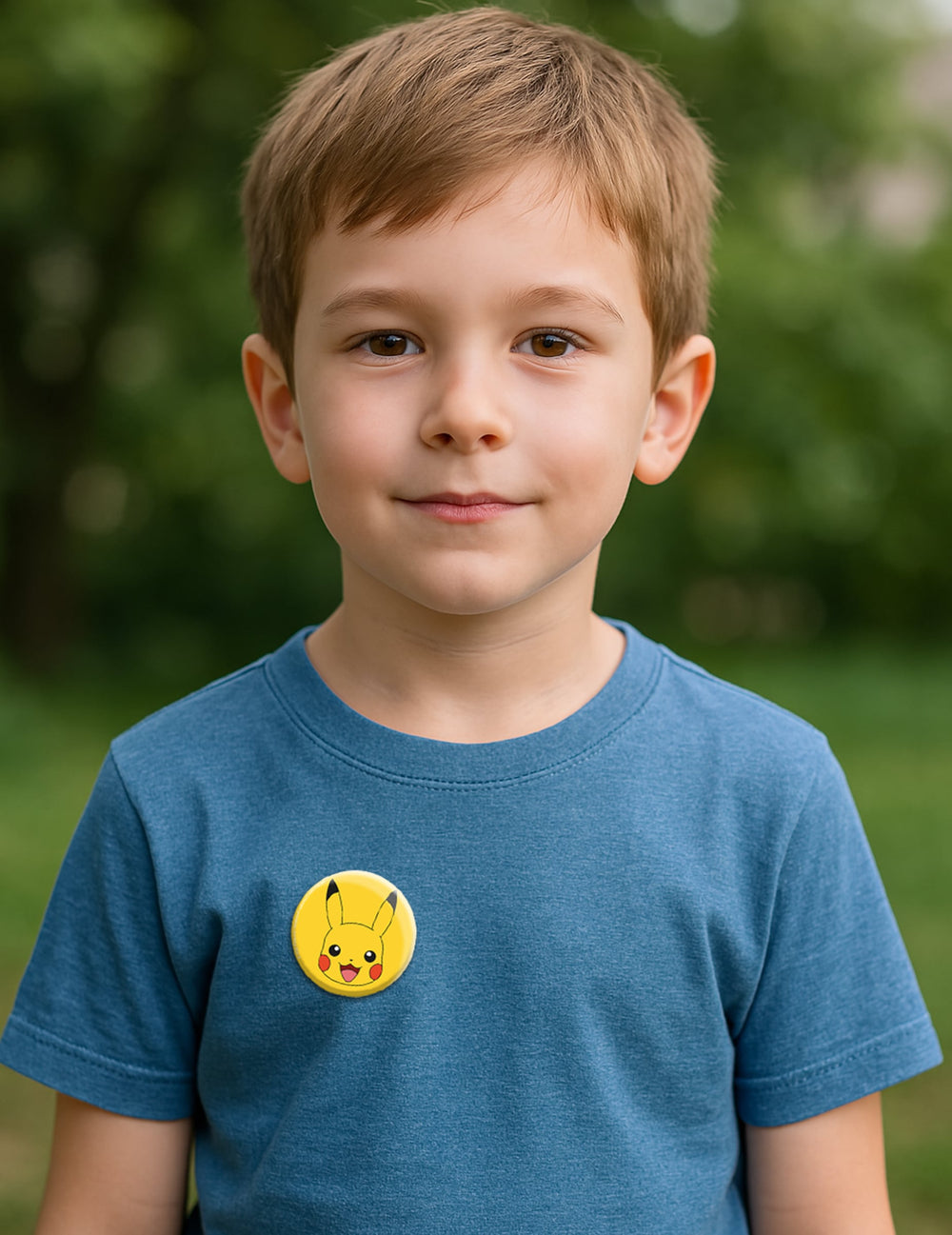 Badge porté par un enfant du 8 Badges Pokémon