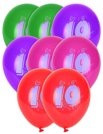 8 baloane cifră 10 multicolore 30 cm 