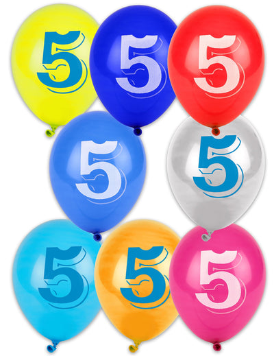 8 baloane cu cifra 5 pentru petrecere multicolore