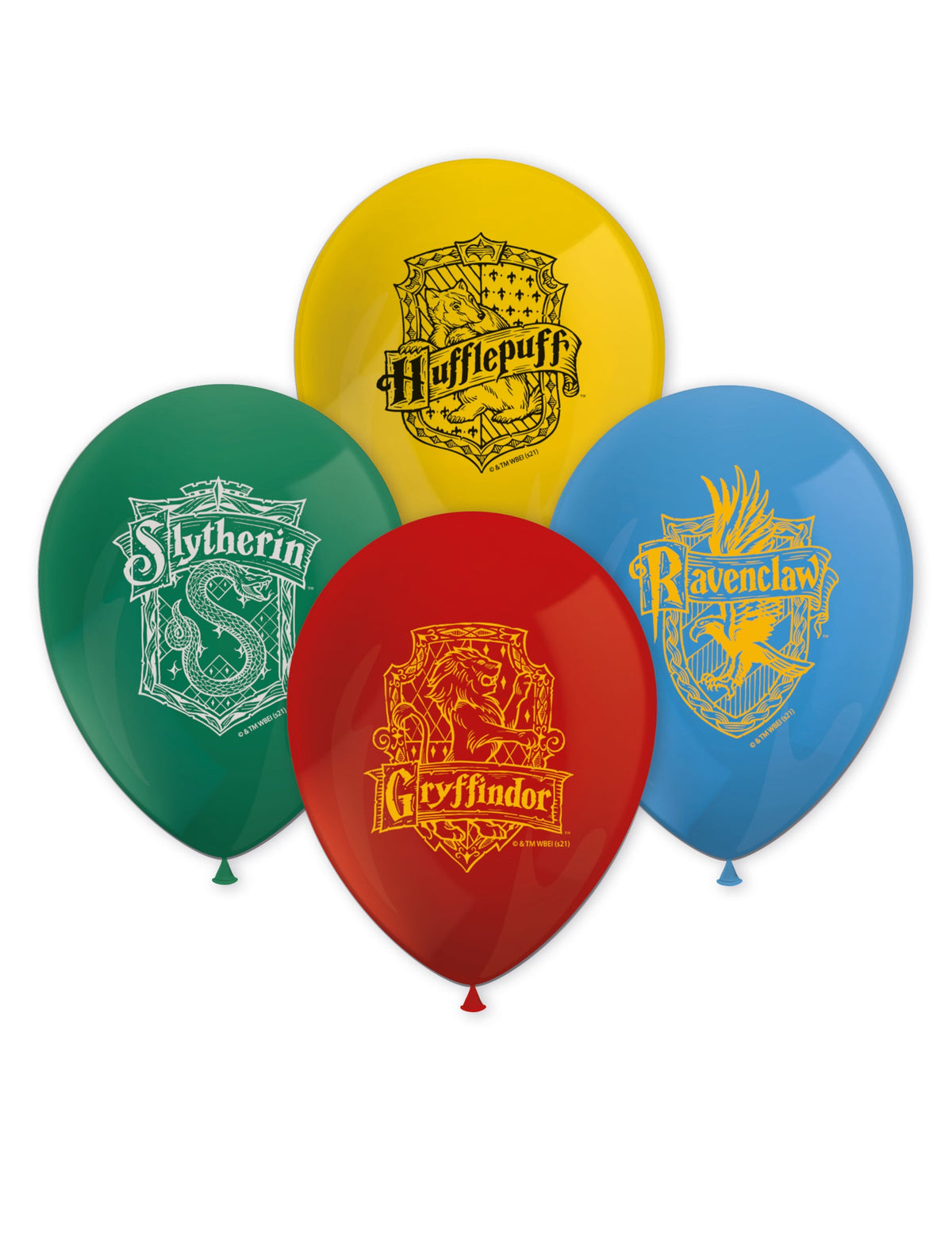 Ballons de baudruche Harry Potter multicolores aux blasons des maisons de Poudlard