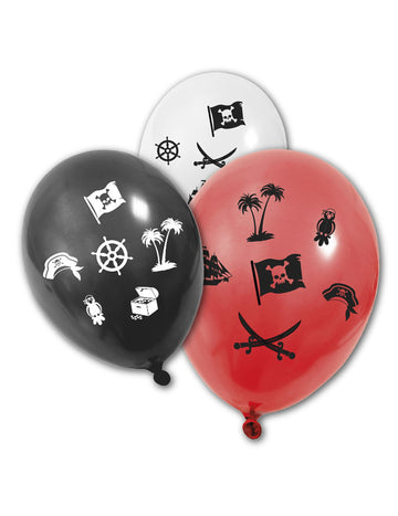 8 Pirate colorate baloane de latex 30 cm