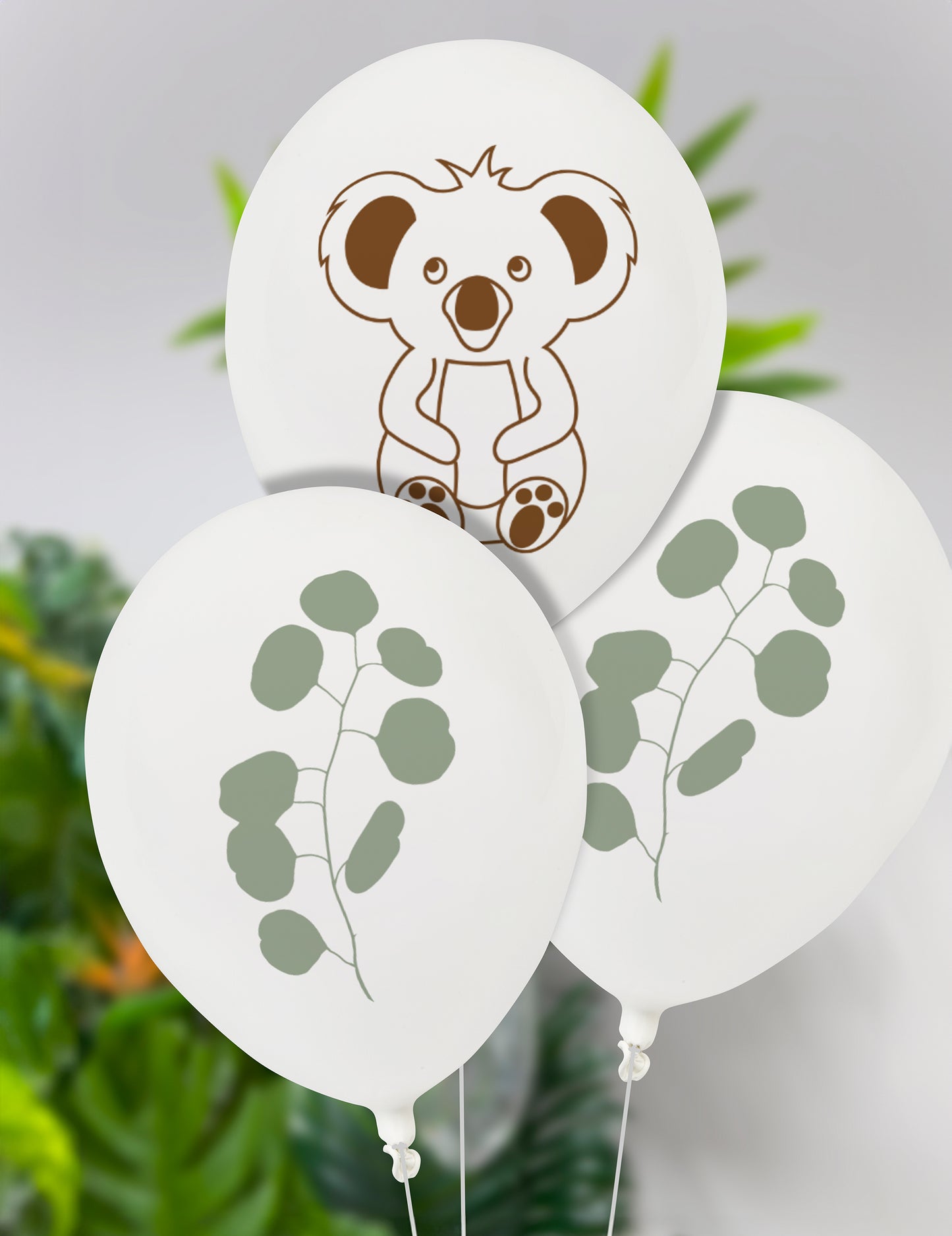 8 baloane din latex koala și eucalipt 25 cm 