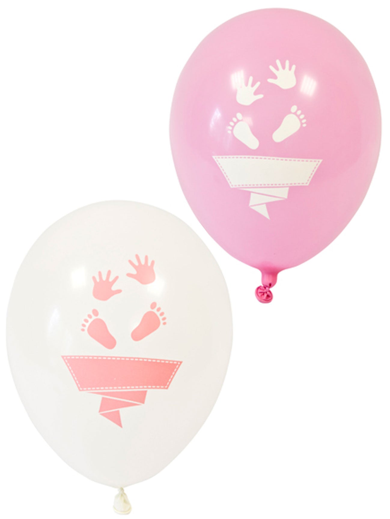 8 baloane din latex albe și roz cu picioare și mâini 30 cm pentru petrecerea de baby shower