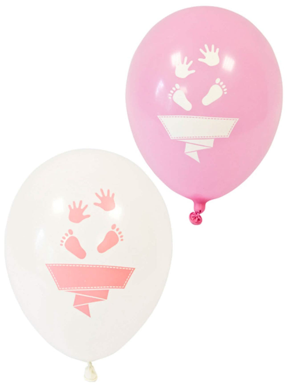 baloane din latex picioare și mâini pentru baby shower albe și roz