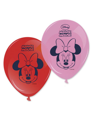 Ballons imprimés Minnie ™ pour enfant rose et rouge