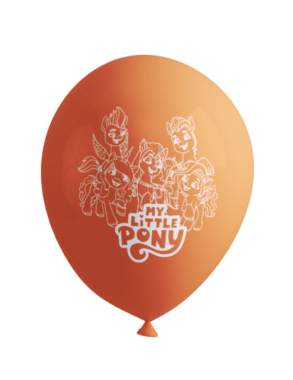 Gros plan sur le motif blanc du ballon orange des 8 ballons My Little Pony