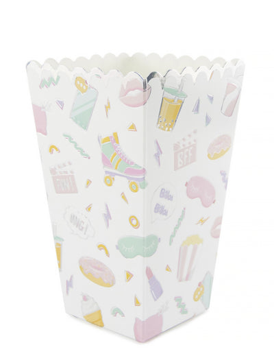 Boîte à pop corn pyjama party irisé aux motifs girly